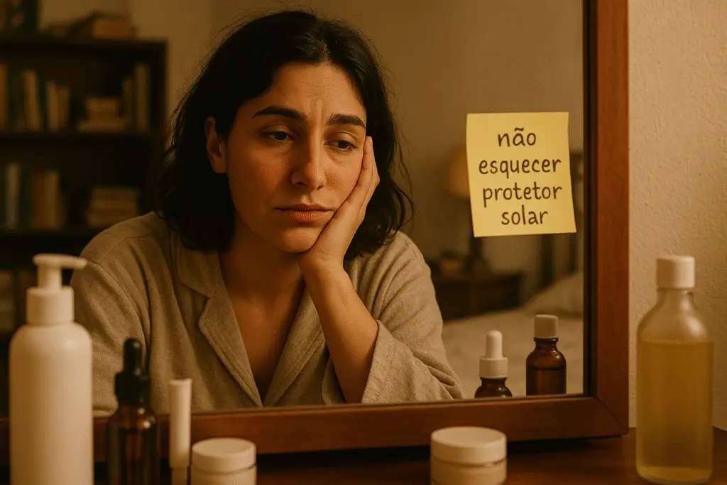 Pessoa com TDAH cuidando da pele com rotina prática de skincare