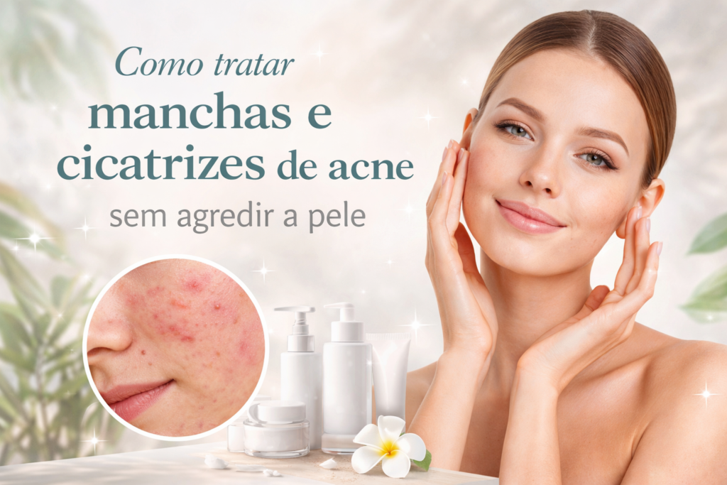 Tatar manchas e cicatrizes de acne sem agredir a pele